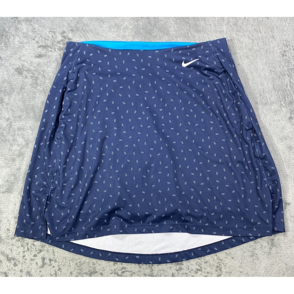 Nike Dri-Fit Womens Tennis Skirt Skort Small Navy Blue Geometric Athletic Golf